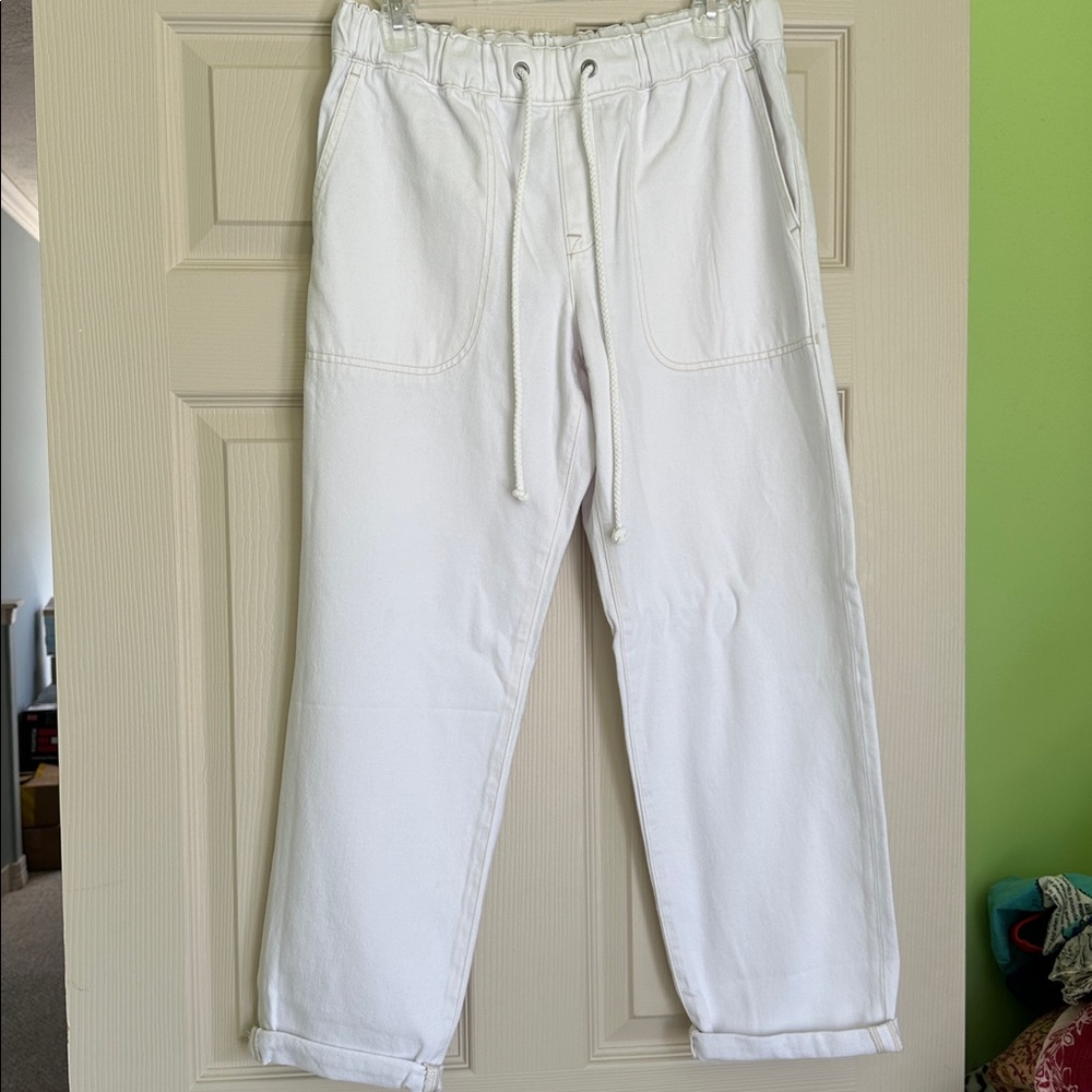 J. Crew White Drawstring Jeans -unworn, with tags, 100% cotton, size 28
